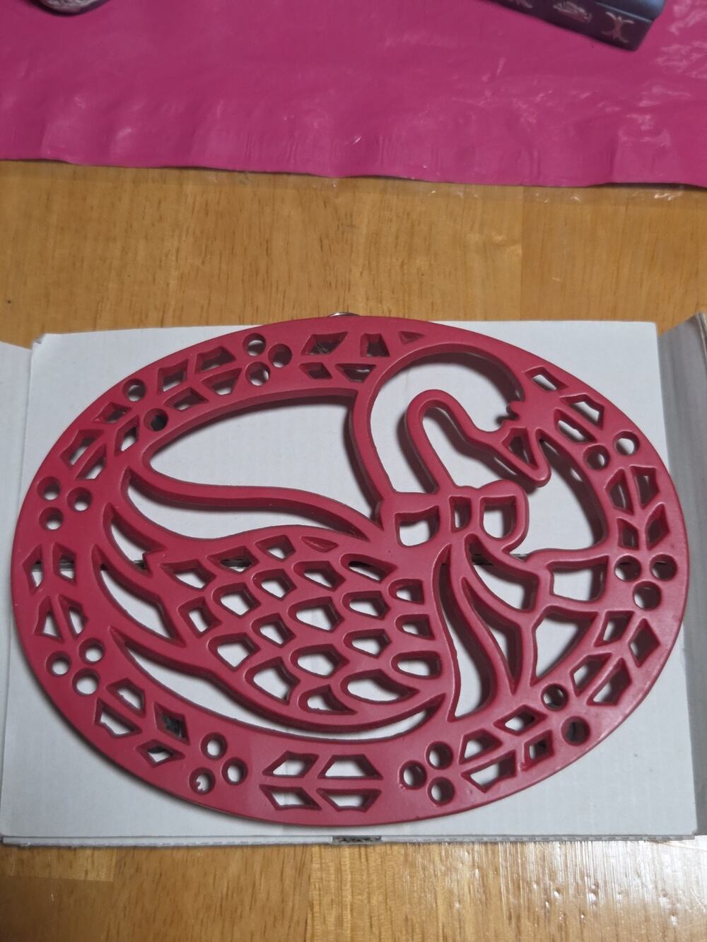 AVON Cast Iron Goose Trivet Vintage Christmas Holiday Metal Geese w/ Wall Hanger